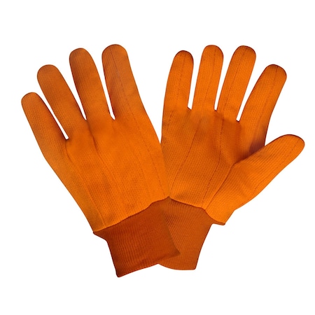 Cordova Canvas, Knit Wrist, Corded, Double Palm, Hi-Vis Orange, 12PK 2800CD